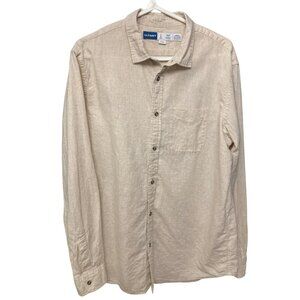 Men's Linen Blend Shirt, Large Tall, Natural Beige, Old Navy, Summer, Business